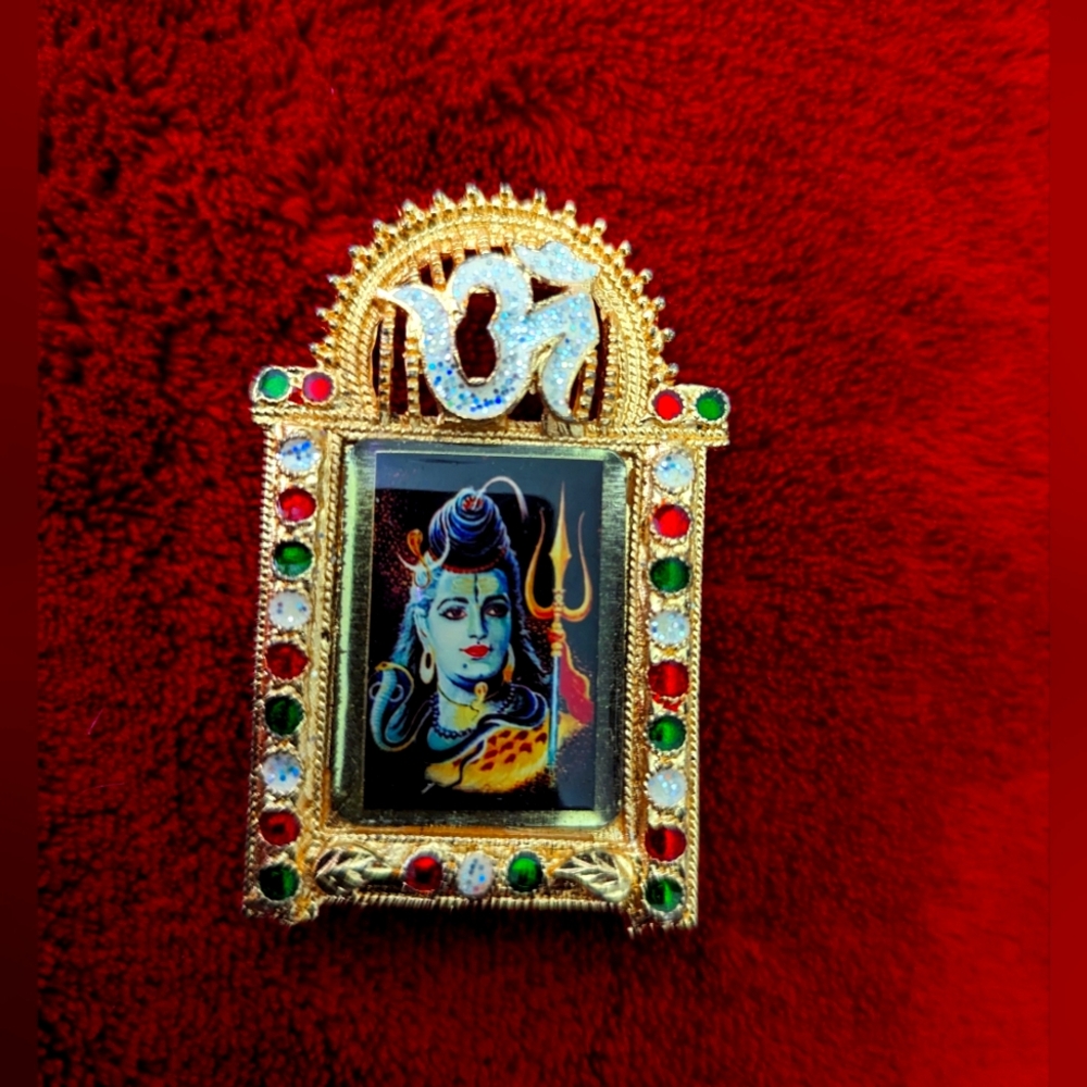 Lord Shiva Golden Frame with Rhinestones